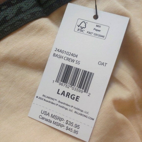 BILLABONG NEW Men's Bash Crew Short Sleeve Shirt - Picture 9 of 10